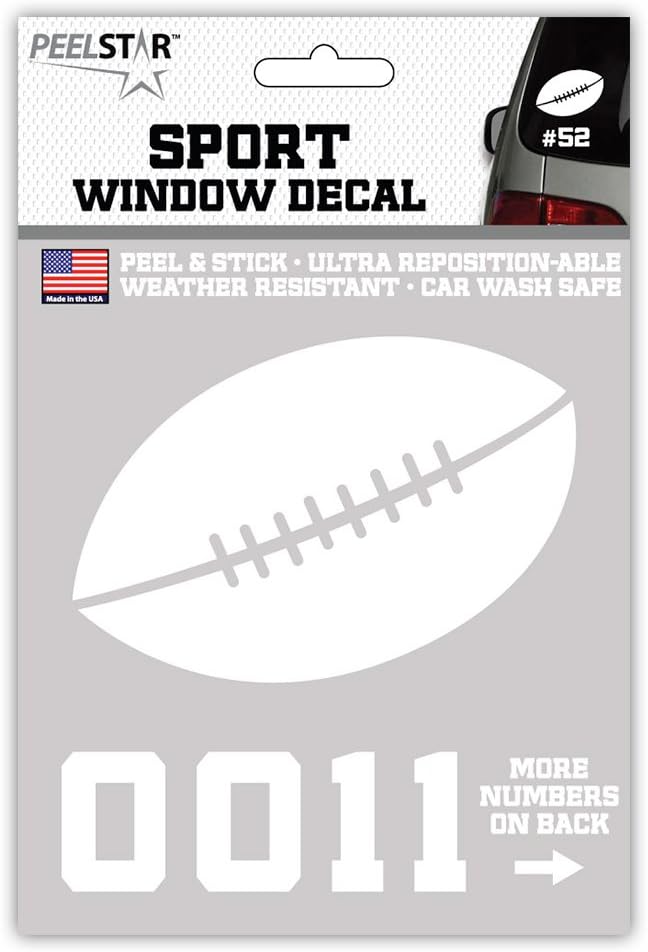 PeelStar Self Stick Car Decals: White Sports Balls with Numbers