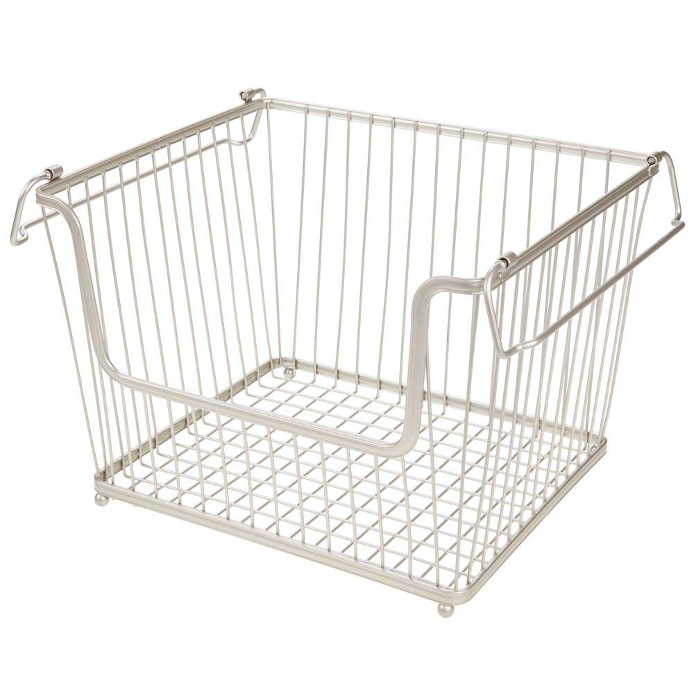 MDesign Modern Stackable Metal Storage Organizer Bin Basket With