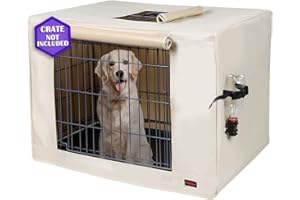 Peipaws 36 inches Dog Crate Cover - Durable Waterproof 600D Oxford Fabric Pet Dog Kennel Cover with Water Bottle Nozzle Design. (Tan)