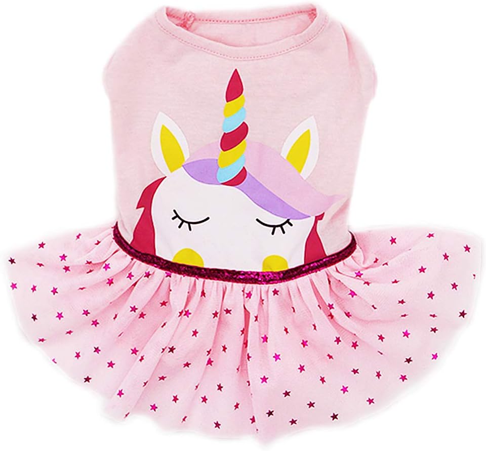 KYEESE Dog Pink Dresses Unicorn Princess for Small Dog Party Birthday Dress Tutu Formal Dresses