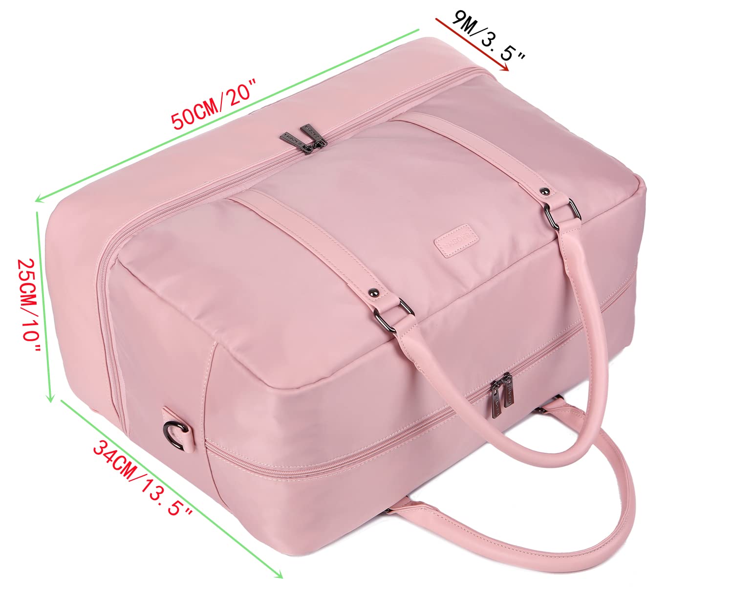 Baosha Women Travel Duffel Bag Weekender Overnight Bag Sports Tote Gym Bag With Shoe Pouch Free Toiletry bag HB-38 (Pink)