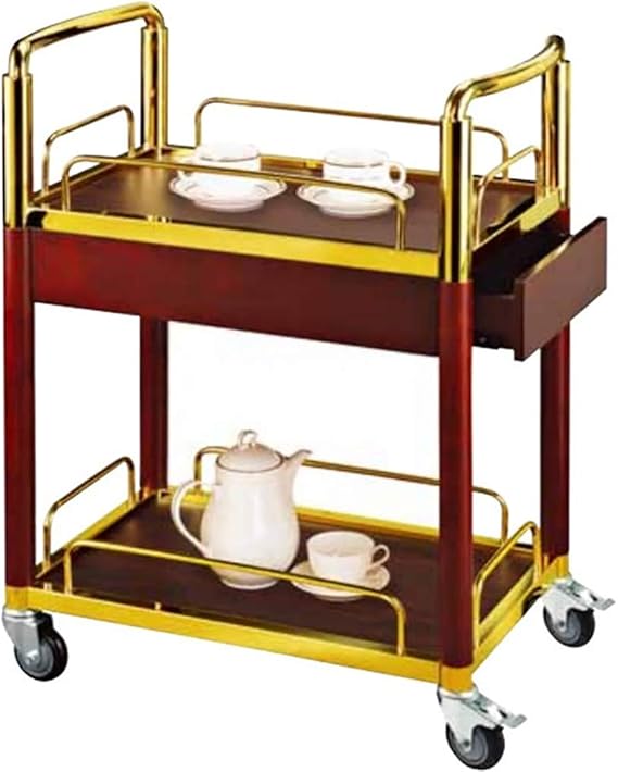 Catering Trolley, 3 Tier Wooden Detachable Serving Trolley Cart
