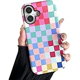 branple Compatible with iPhone 17 Case, Cute Colorful Checkered Case with Shockproof Slim Soft TPU and Hard PC Protective Cover for Women/Men Designed for iPhone 17 6.3'', Colorful 3