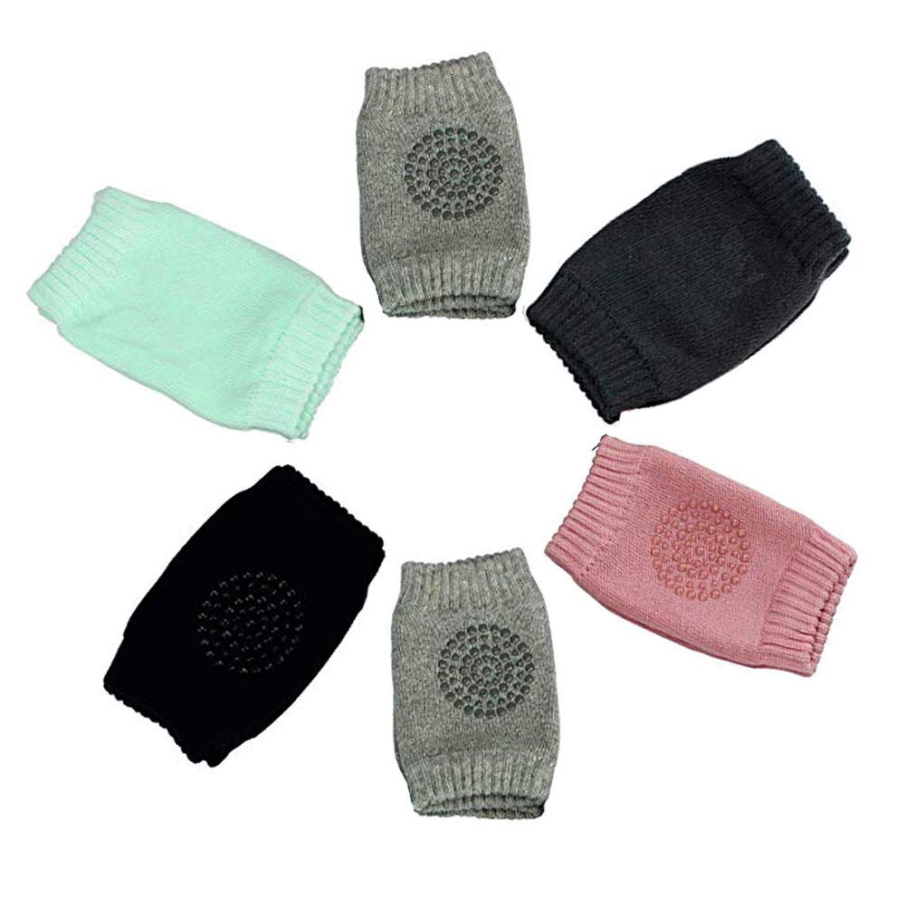 Baby Knee Pads, BETOY 6 Pairs Infant Toddler Anti-Slip Knee Adjustable Elastic Baby Crawling Knee Pads Crawling Safety Leg Warmers with Rubber Dots for 0-24 Months