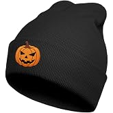 Halloween Cute Pumpkin Beanie for Men and Women, Winter Black Knit Hat
