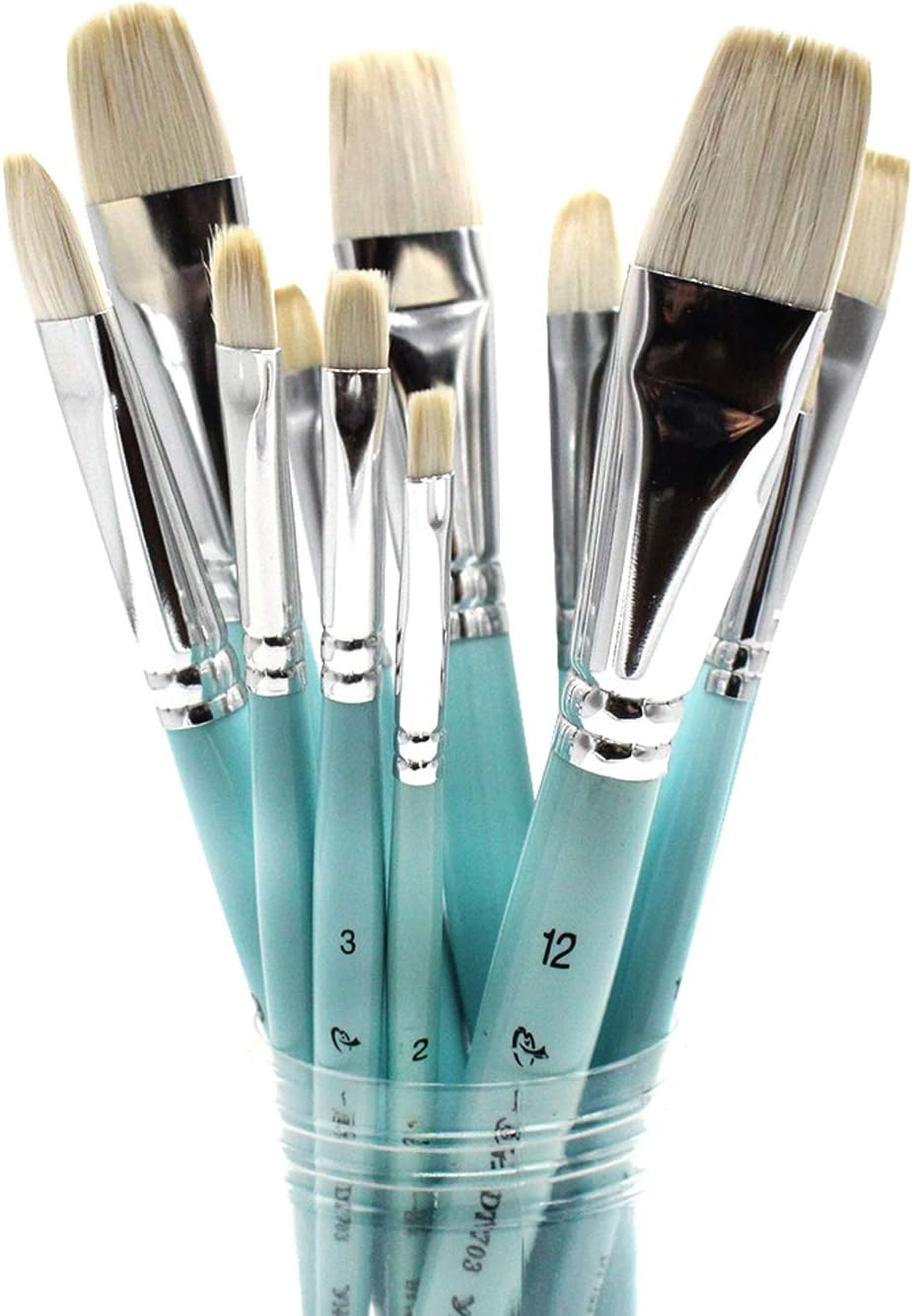 Mitini Acrylic Paint Brush Set, 6Pcs Filbert Flat Goat Hair Painting Brushes for Watercolor Gouache Oil Face and Body Craft Miniatures Painting Professional Art Paintbrushes