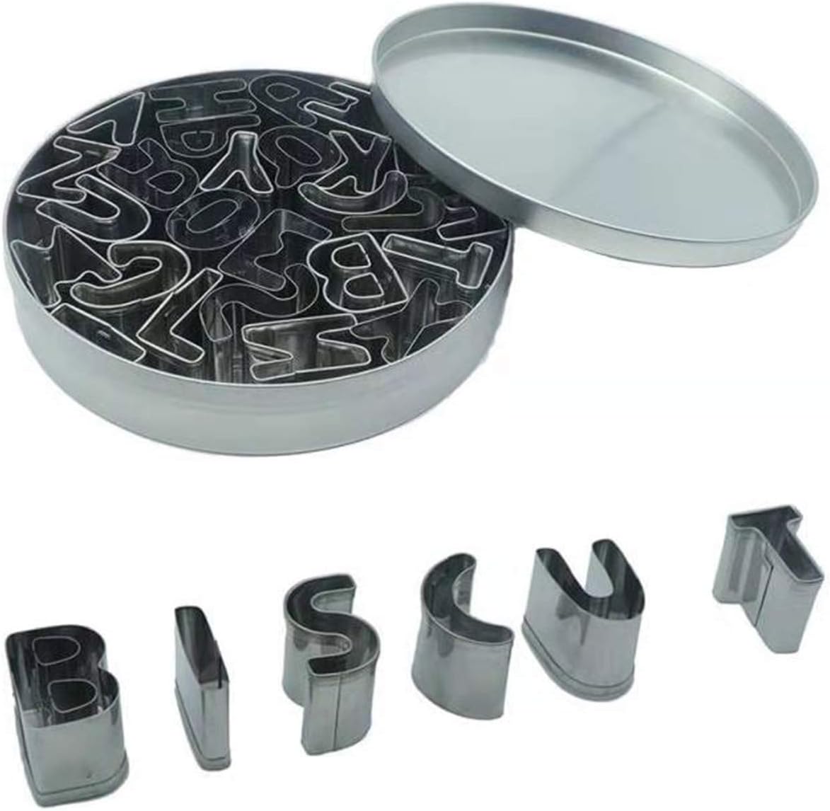 SanYun Stainless Steel Alphabet Cookie Cutters Set(26PCS), A-Z Alphabet Shapes for Biscuit,DIY Bake,Pastry Decoration