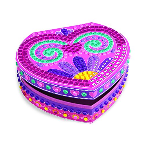 ORB The Factory Sticky Mosaics Heart Jewelry Box Arts & Crafts, Pink/Purple/Teal, 8.26" x 2.64" x 7.67"