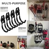 PiPaFox Heavy Duty Garage Hooks 4 Pack Double Round J Hanger Tool Organizer view 4