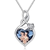 PELOVNY Father Daughter Necklace 925 Sterling Silver Daughter Pendant Necklace Birthday Christmas Jewelry Gifts for Daughters from Dad