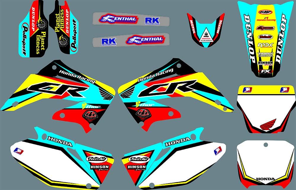 Ruilian DST0672 3M Custom Motorcross Graphics Motorcycle Decals dirt bike Stickers Kit Fit for Honda CR125 CR250 2002-2012