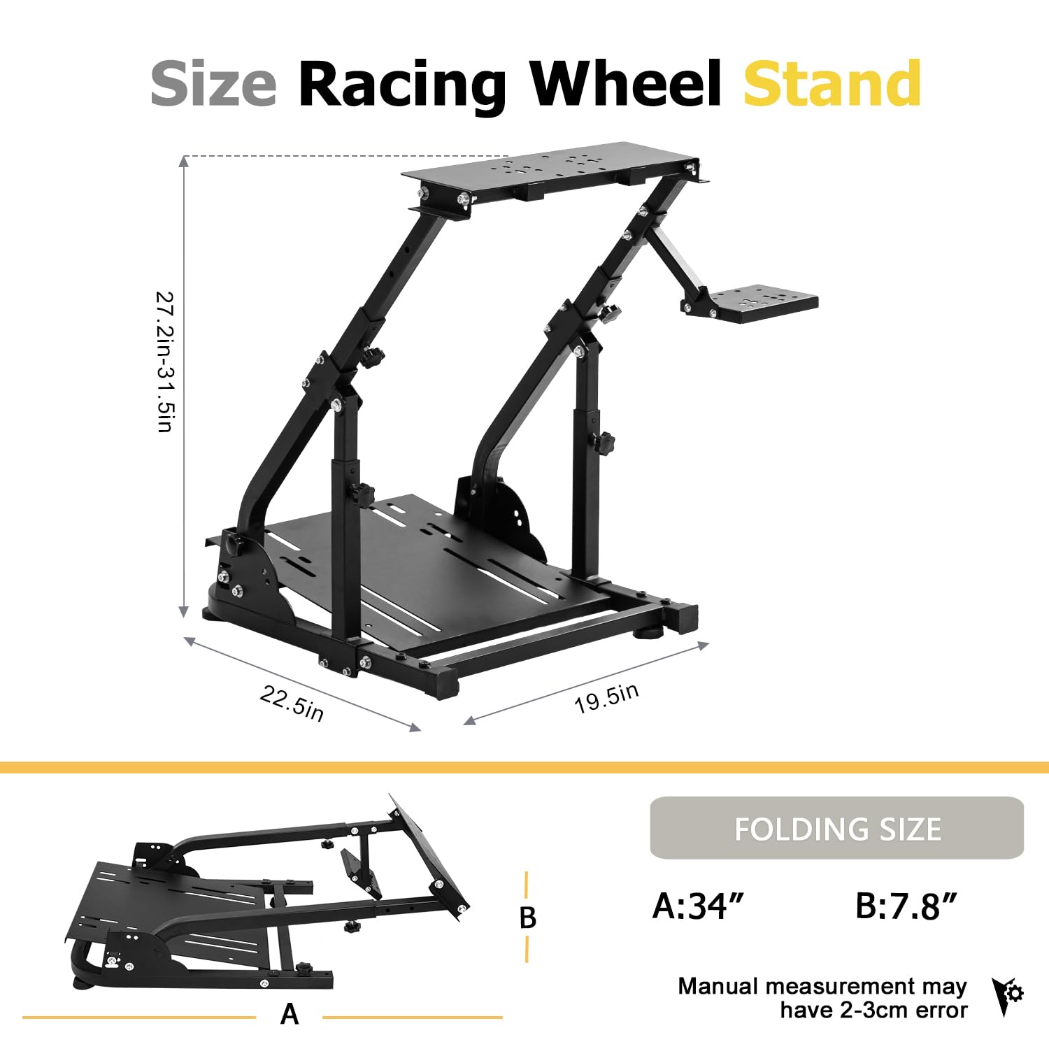 Marada Foldable Sim Racing Wheel Stand,Height Adjustable Steering Wheel Stand,Fit for Logitech G29 G923 G920/Thrustmaster T300, No Wheel/Pedals/Shifter