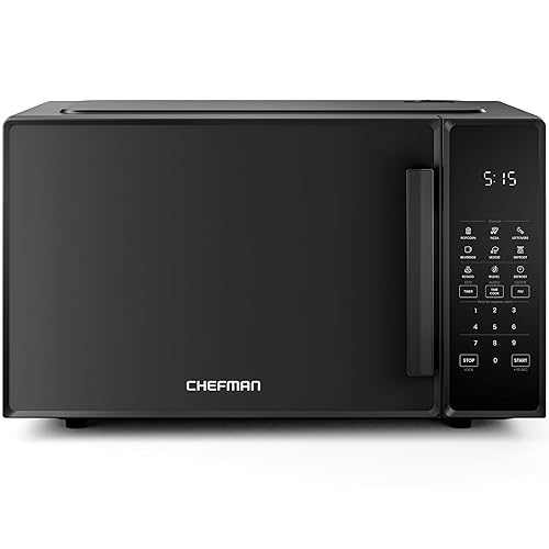 Chefman Countertop Microwave Oven 1.1 Cu. Ft., 1000 Watts with 10 Power Levels, 6 Cooking Presets with One-Touch Express Cook, Eco Mode, Child Safety Lock, & Mute Button - Black