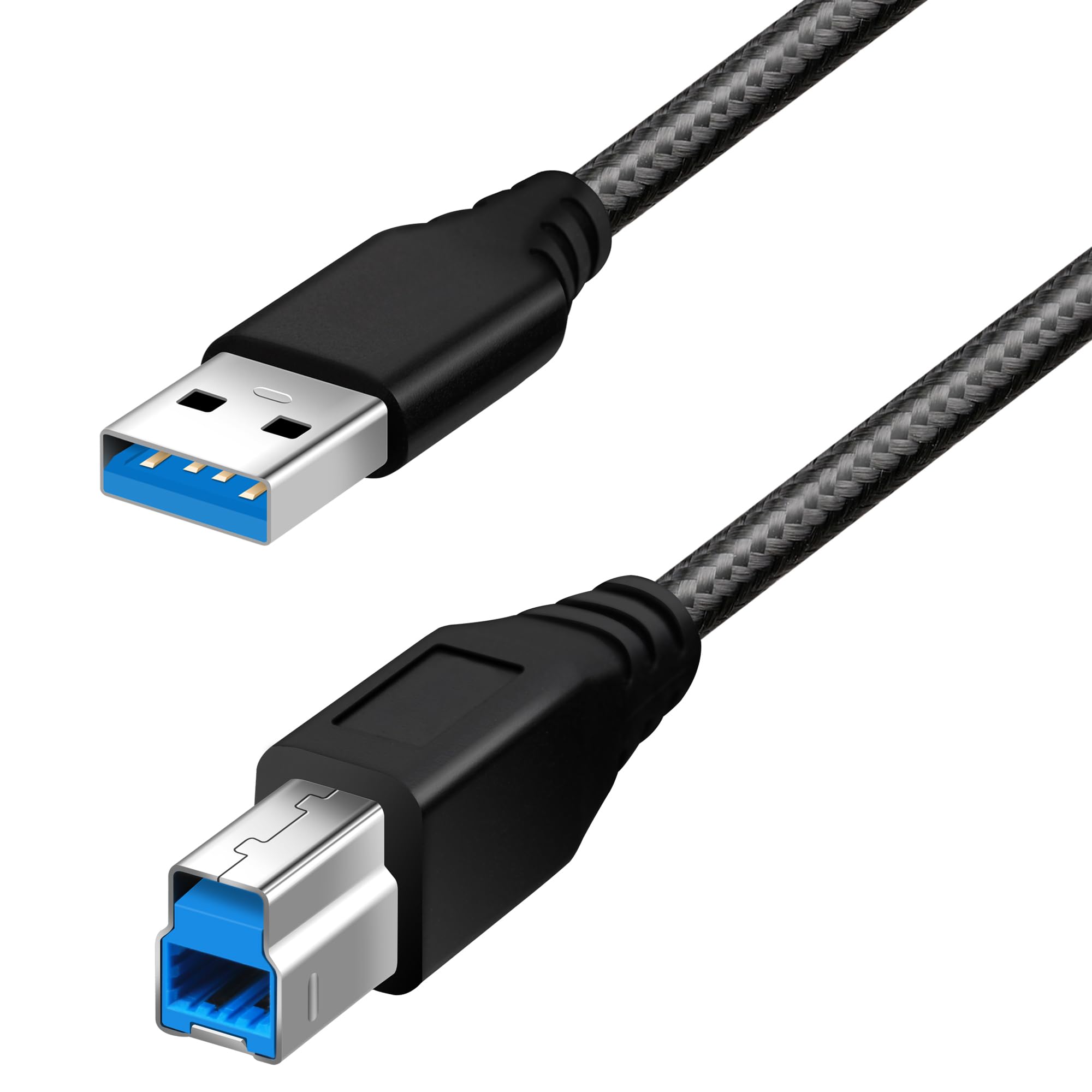 Fasgear 1m USB 3.0 to USB B Cable Nylon Braided Type A Male to Type B Male Cord (3ft, Black)