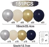 Netnology Navy Blue Gold Silver Balloon Arch Kit 151pcs Party Decor view 2