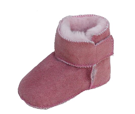 HEITMANN warme Baby Lammfell Boots mit Klettverschluss rosa, Gerbung ohne schädliche Stoffe, Gr. 16-17