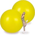 Leitee 2 Pcs 72 Inch Giant Balloons Round Latex Large Human Egg Jumbo Balloons Inflatable Air Decorations for Birthday Party Wedding Engagement(Yellow)