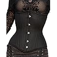 SLIMX Black Corset Underbust Long Torso Steel Boned Waist Trainer for Women Plus Size Heavy Duty Open Cup Corset Hourglass
