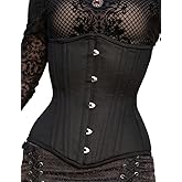 SLIMX Black Corset Underbust Long Torso Steel Boned Waist Trainer for Women Plus Size Heavy Duty Open Cup Corset Hourglass