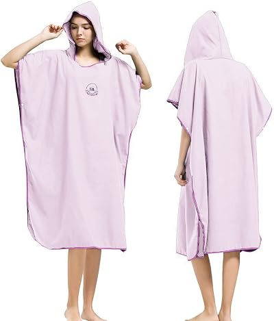 Hiturbo Changing Robe Towel Poncho with Hood One Size Mobile Beach