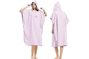 Hiturbo Microfiber Surf Poncho, Wetsuit Changing Bath Robe, Quick Dry Pool Swim Beach Towel with Hood