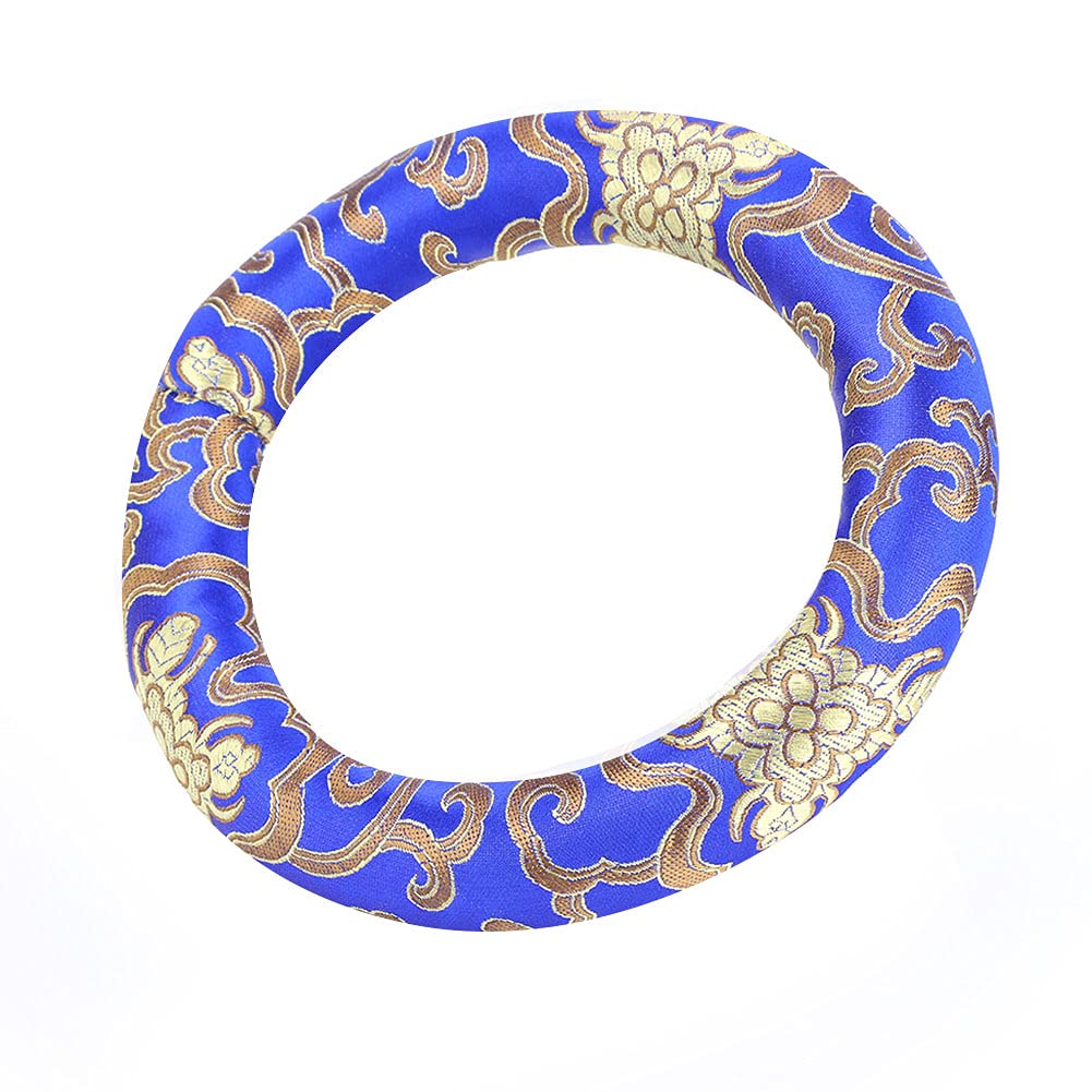 VGEBY Singing Bowl Cushion, 16cm/6.3in Singing Bowl Ring Pillow Silk Brocade Round Meditation Singing Bowl Cushion Ring for 7-10 Inch Diameter Singing Bowls (Blue), VGEBYM98SVGW6U3-02