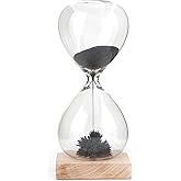 Kikkerland Magnetic Hourglass Timer &ndash; Elegant, Relaxing Decor for Home &amp; Office &ndash; 1 Minute Timekeeper with Hidden Magnet &amp; Wooden Base