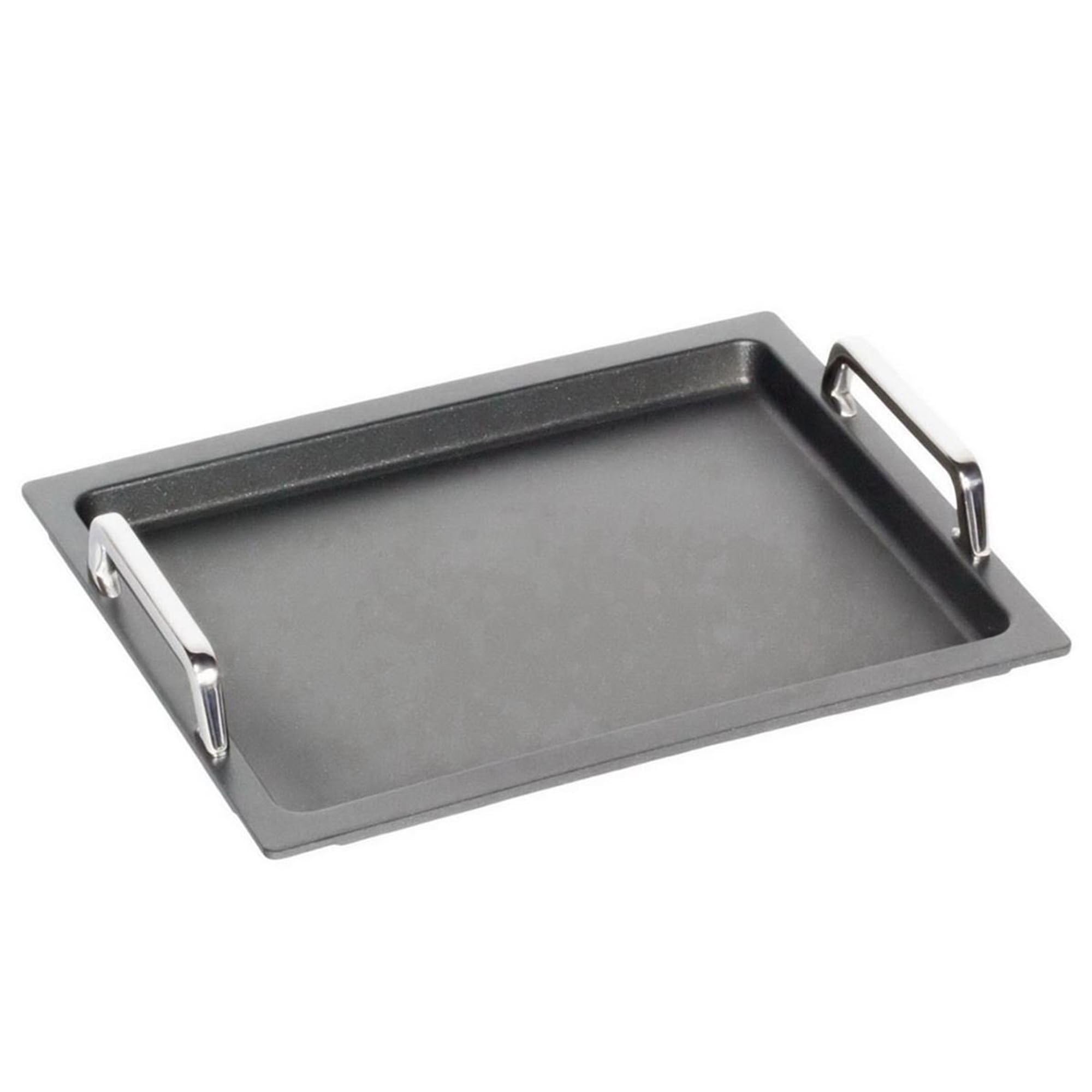 AMT Gastroguss Lotan® AMZN-22733-G Gastronorm GN 1/2 Smooth Griddle, Non-Induction, 26.5 cm x 32.5 cm, 2 cm High, with Stainless Steel Handles, Lotan® Non-Stick Finish
