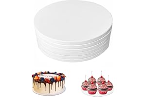 6 Pcs 8-Inch Cake Boards, Round Cake Drums, Disposable Cake Base, Thick Cake Plate Greaseproof Birthday Party Drum for Cakes 