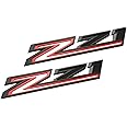 2pcs New Z71 Emblems Replacement for 2019-2021 Silverado 1500 2500 3500 Decal Badge 84632695 Nameplate OEM (Black Red)