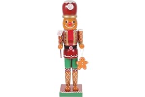 PASOLABE Gingerbread Nutcracker Figures Christmas Decorations 14 Inch Wooden Nutcracker Gingerbread Christmas Decor Christmas Nutcracker for Xmas Gift Christmas Party Decor