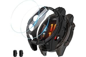 EasEasy 1+2 Compatible for Garmin Fenix 8 Pro 47mm Watch Case, Anti-scratch TPU Garmin Cover With 2 PCS Clear 9H Tempered Gla