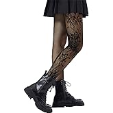 Verdusa Women's Flower Mesh Patterned Tights Fishnet Floral Stockings Pantyhose Stockings Leggings