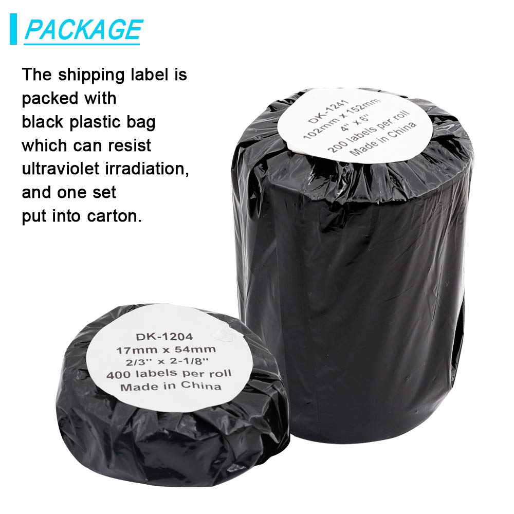 Label KINGDOM Compatible Rolls Replacement for DK-1241 Die-Cut Large Shipping Labels, 4''x 6''(102 mm x 151 mm) 200/Roll DK Labels Compatible with Brother QL Printer QL-1050 (1 Roll+1 Reusable Frame) : Office Products