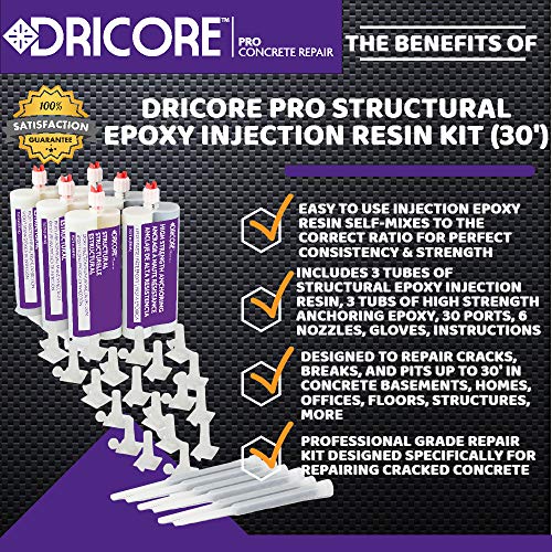 DRICORE PRO Concrete Repair Structural Epoxy Injection Resin Kit (30