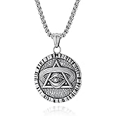 Eye of Horus Pendant Chain Necklace for Men Women,Stainless Steel Ancient Egyptian Men Necklaces,Titanium Steel Egyptian Eye of Ra Horus Pendant Charm Protection Amulet Necklace Jewelry for Men Women