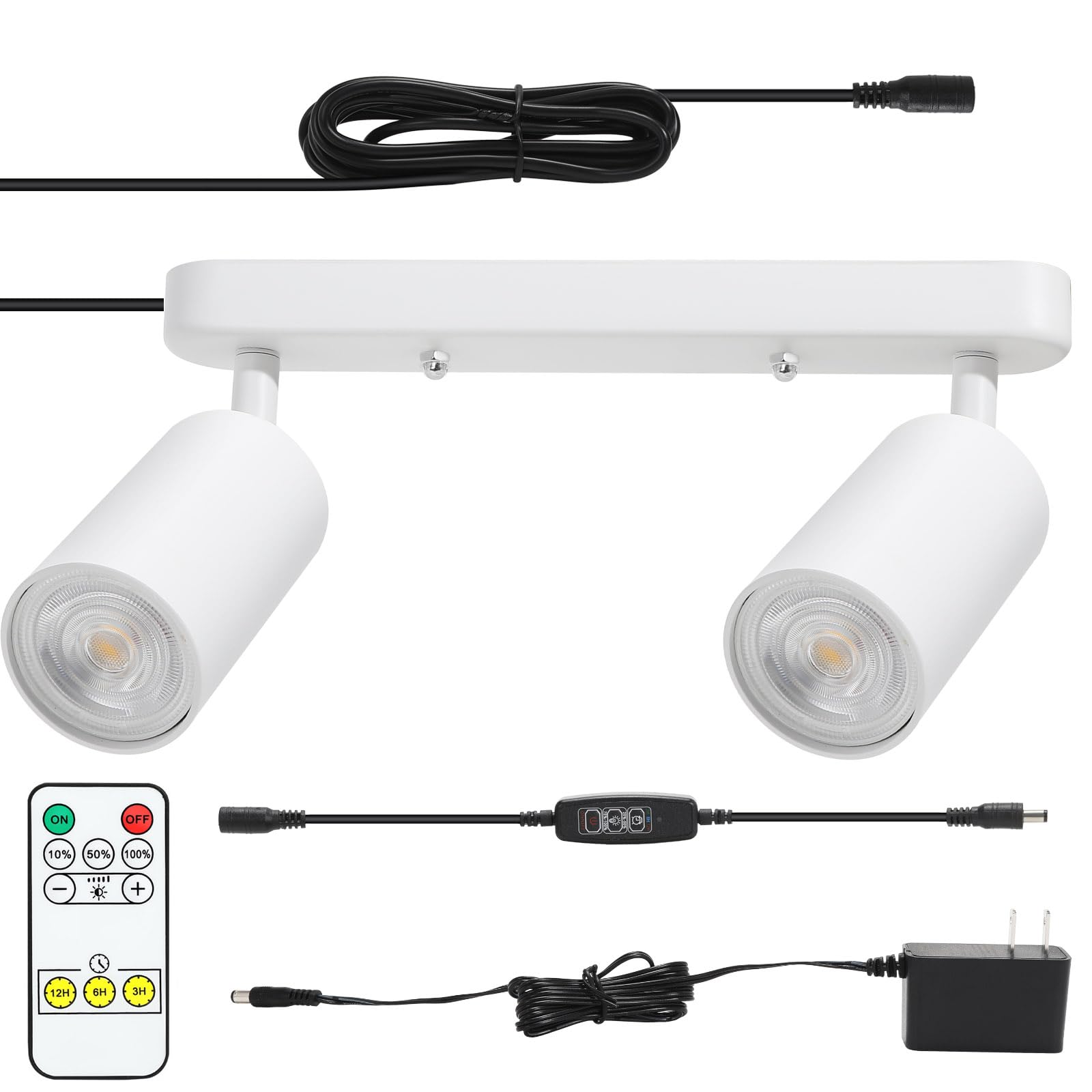 Photo 1 of Plug in Track Lighting Track Light Fixtures with Power Cord Wall Spotlight Flexibly Rotatable Heads Plug in Ceiling Lights for Kitchen Cabinet Gallery Bar Living Room 10W 3000K(White, 2 Heads)