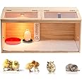 Large Wooden Chicken Brooder Box with Bulb Set and Thermometer - Brooder Box for Chicks Indoor Accommodates Up to 12 Chicks - Ideal for Chickens, Ducks, Quails, Hamsters, and Lizards（32x16x16 Inches）