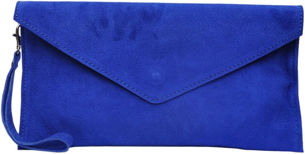 royal blue suede clutch purse