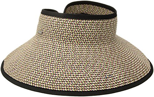 San Diego Hat Company Women's Ultrabraid Visor with Ribbon Binding, and Sweatband, Mixed Black/Bright, One Size