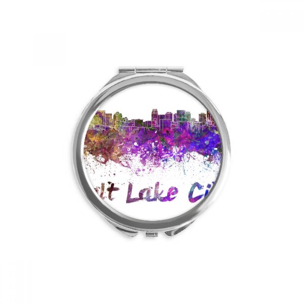 Salt Lake City America City Watercolor Hand Compact Mirror Round Portable Pocket Glass