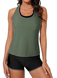 Aleumdr Womens Athletic 3 Piece Tankini