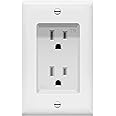 TOPGREENER Recessed Duplex Receptacle Outlet, Tamper-Resistant, Size 1-Gang 4.48" x 2.76", 15A 125V, TG15RD31, White