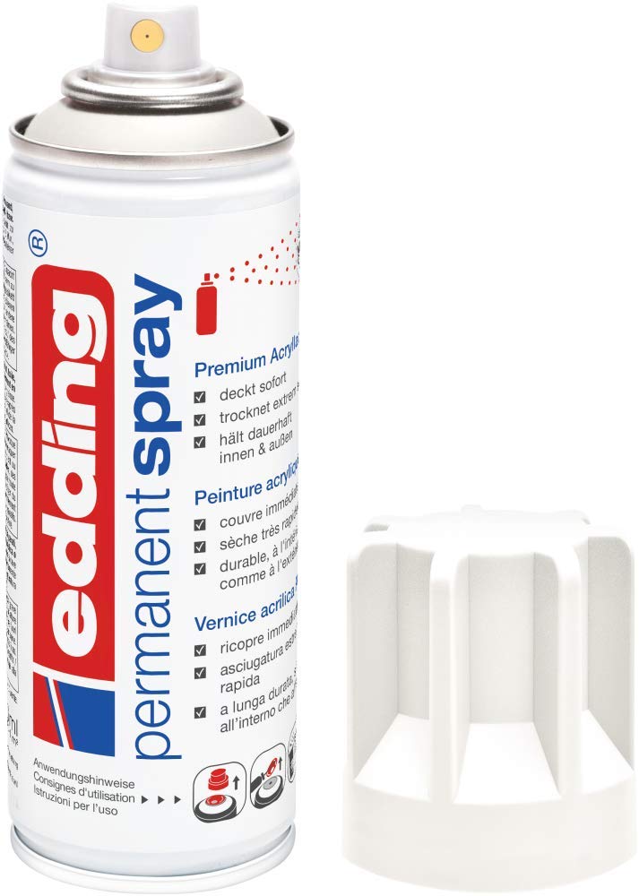 edding Permanent Spray Traffic White 200 ml Premium Acrylic Varnish, RAL 9016