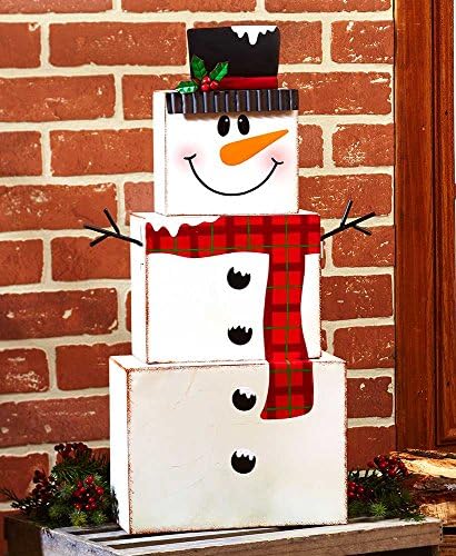 Holiday stacking metal snowman