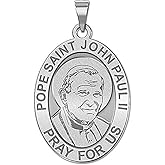 PicturesOnGold.com Pope Saint John Paul II Oval Religious Medal - 2/3 Inch X 3/4 Inch - Sterling Silver