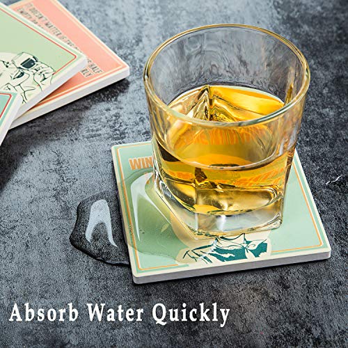 Absorbent Stone Wine Coasters with Holder + Funny Socks, Ceramic Coasters Gifts for Wine Lovers, Wine Gift Sets for Women, Mom, Christmas Gift Baskets - Thumbnail 3