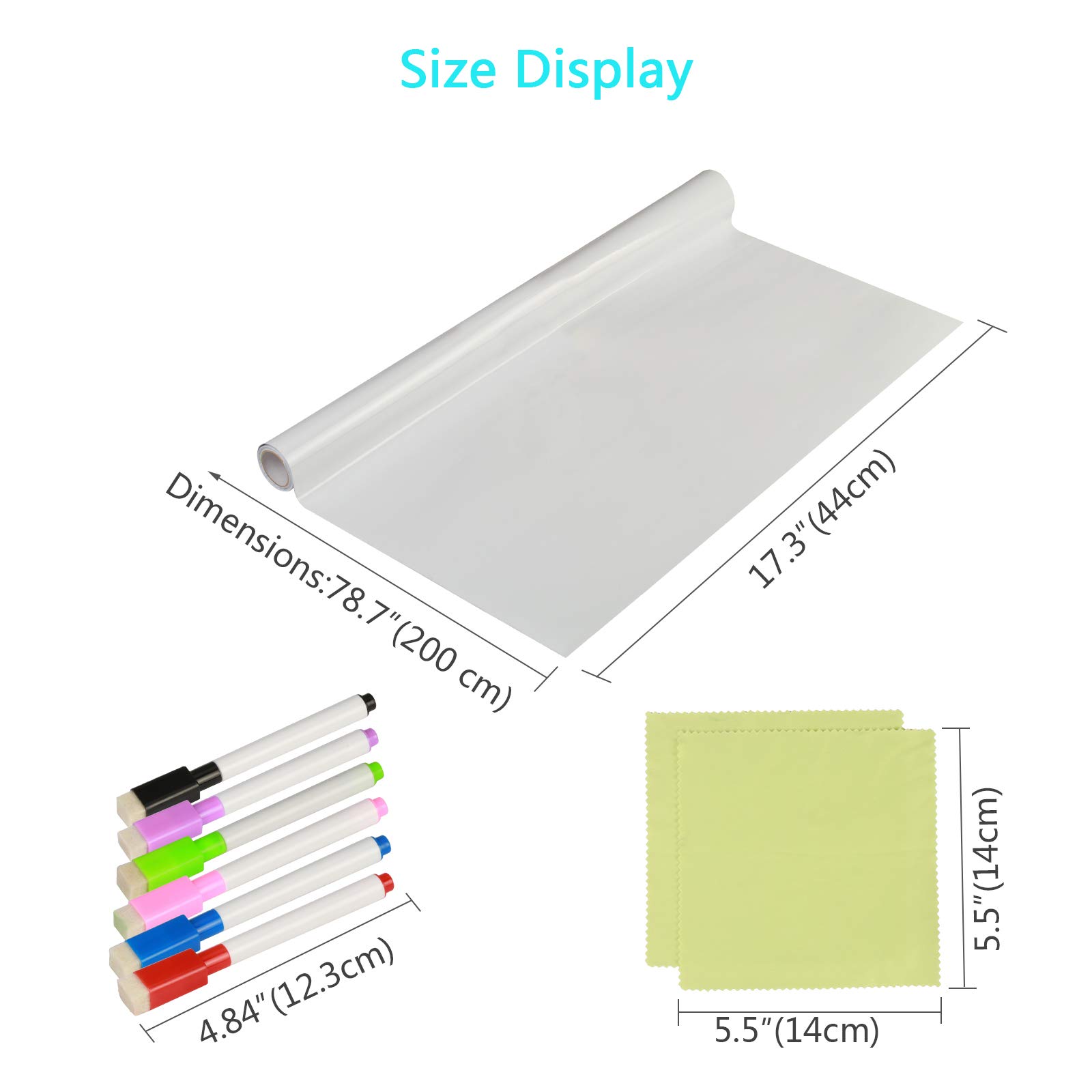 KAKOO Whiteboard Sticker Self-Adhesive Message Board Adjustable Size Wall Decal for Home Room Office Classroom Kids