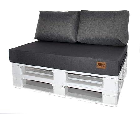Mayaadi Home Palettenkissen Palettenpolster Palettenauflage Rückenkissen Indoor Outdoor MH-GD04 Dunkelgrau 60x40x10-20cm