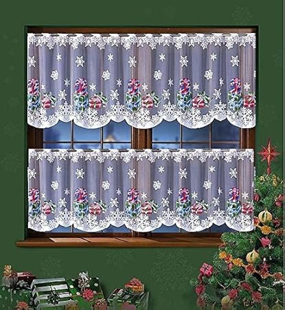 Christmas Cafe Net Curtain Drop 70cm 28 Sold By The Metre